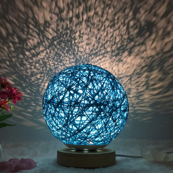 Amazon Hot Selling Creative Linen Table Lamp Novel and Unique LED Intelligent USB7 Color RGB16 Color Remote Control Rattan Ball Lamp - Image 2
