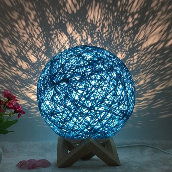 Amazon Hot Selling Creative Linen Table Lamp Novel and Unique LED Intelligent USB7 Color RGB16 Color Remote Control Rattan Ball Lamp - Image 5