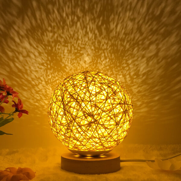 Amazon Hot Selling Creative Linen Table Lamp Novel and Unique LED Intelligent USB7 Color RGB16 Color Remote Control Rattan Ball Lamp - Image 6