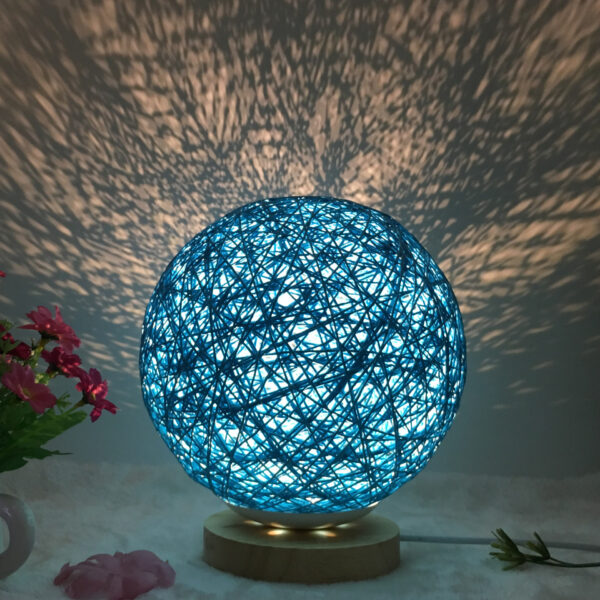 Amazon Hot Selling Creative Linen Table Lamp Novel and Unique LED Intelligent USB7 Color RGB16 Color Remote Control Rattan Ball Lamp - Image 3