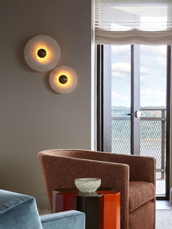 Minimalistic Round Modern Warm Light Marble Wall Lamp - Image 6