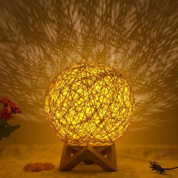 Amazon Hot Selling Creative Linen Table Lamp Novel and Unique LED Intelligent USB7 Color RGB16 Color Remote Control Rattan Ball Lamp - Image 9