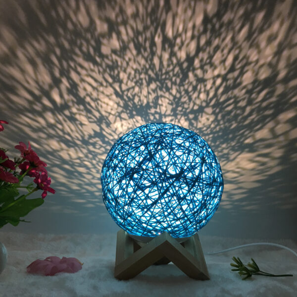 Amazon Hot Selling Creative Linen Table Lamp Novel and Unique LED Intelligent USB7 Color RGB16 Color Remote Control Rattan Ball Lamp - Image 4